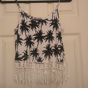 MED Macrame tassel palm crop tank